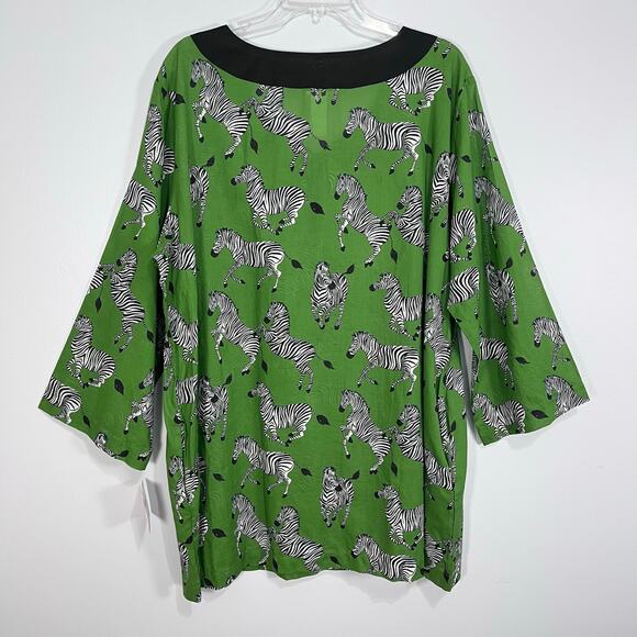 Kate Spade Zebra Print Green Tunic Top Cover Up Womens L Bitter Greens Nwt - Picture 6 of 11